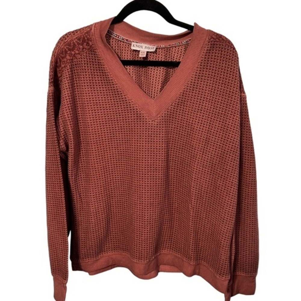 Knox Rose Rust color Open Knit Long Sleeve Top Size XXL